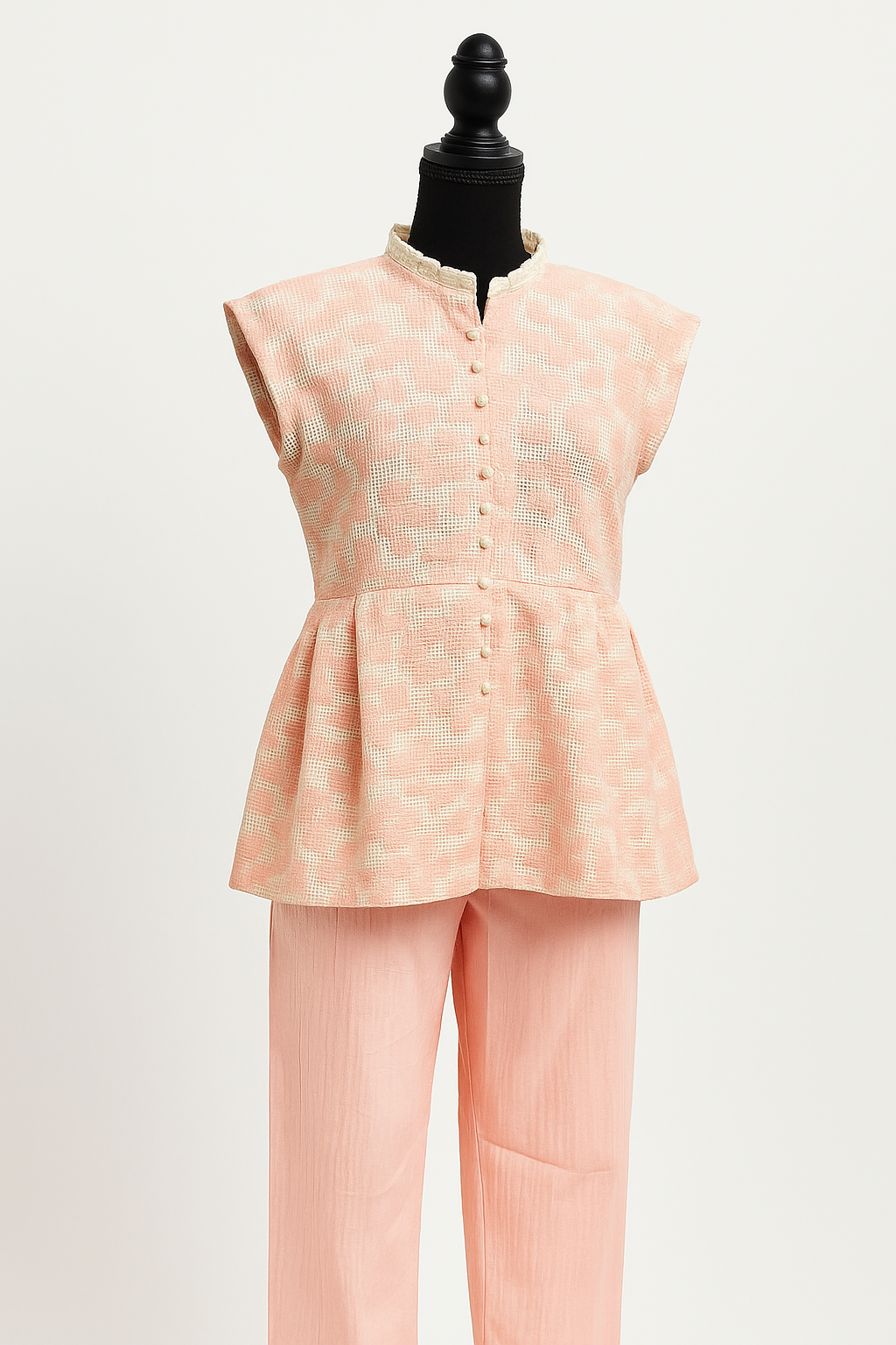 Soft Pink Peplum & Straight-Leg Pant Set