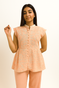 Soft Pink Peplum & Straight-Leg Pant Set