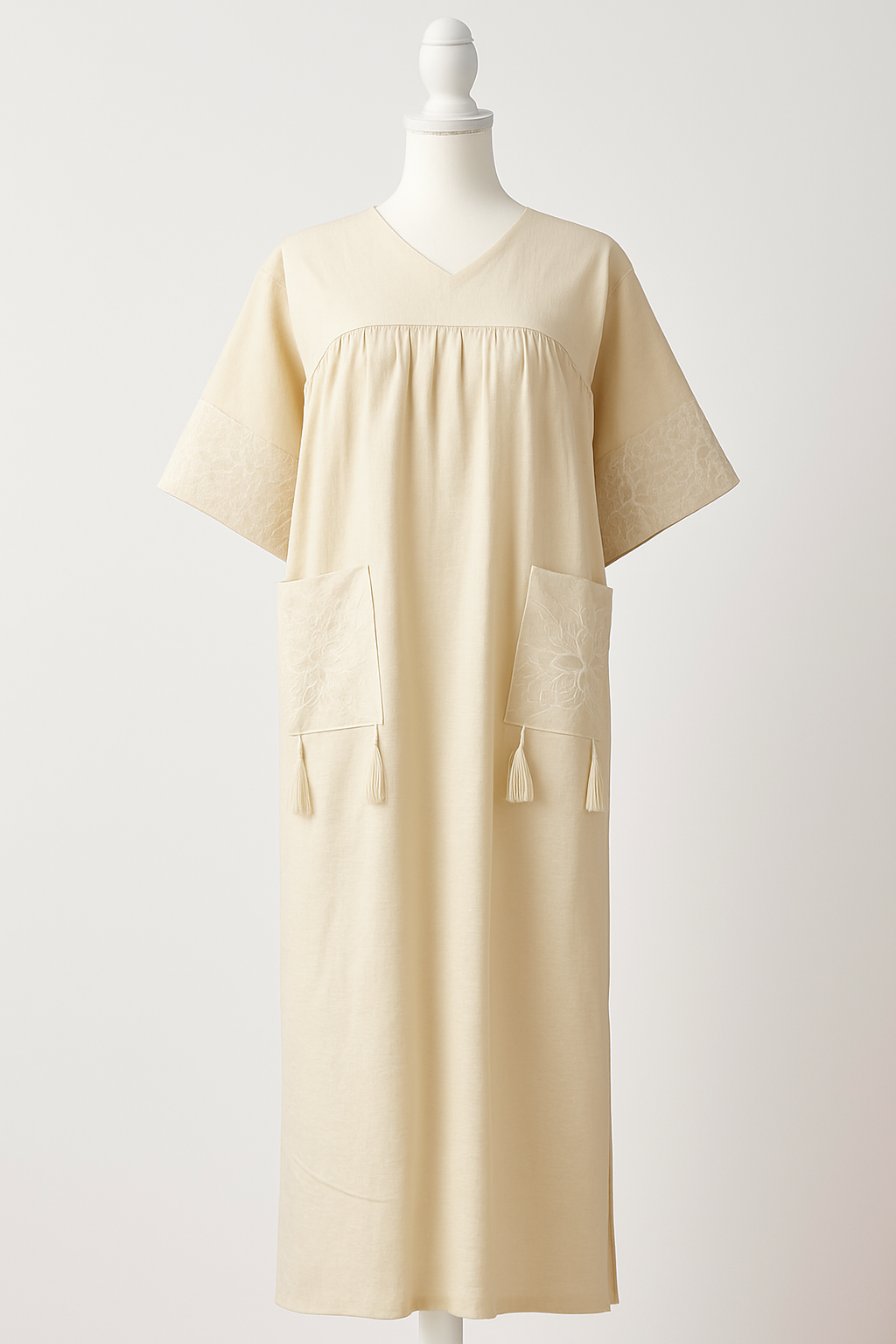 Pure White Tassel Kaftan