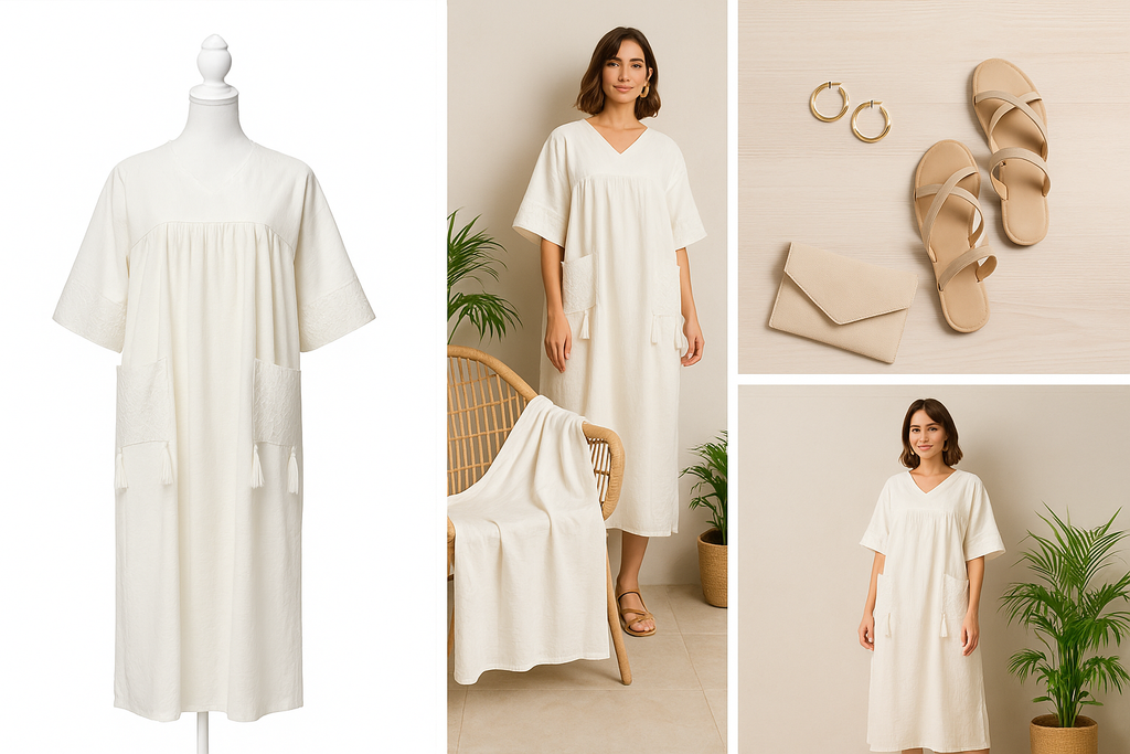 Pure White Tassel Kaftan