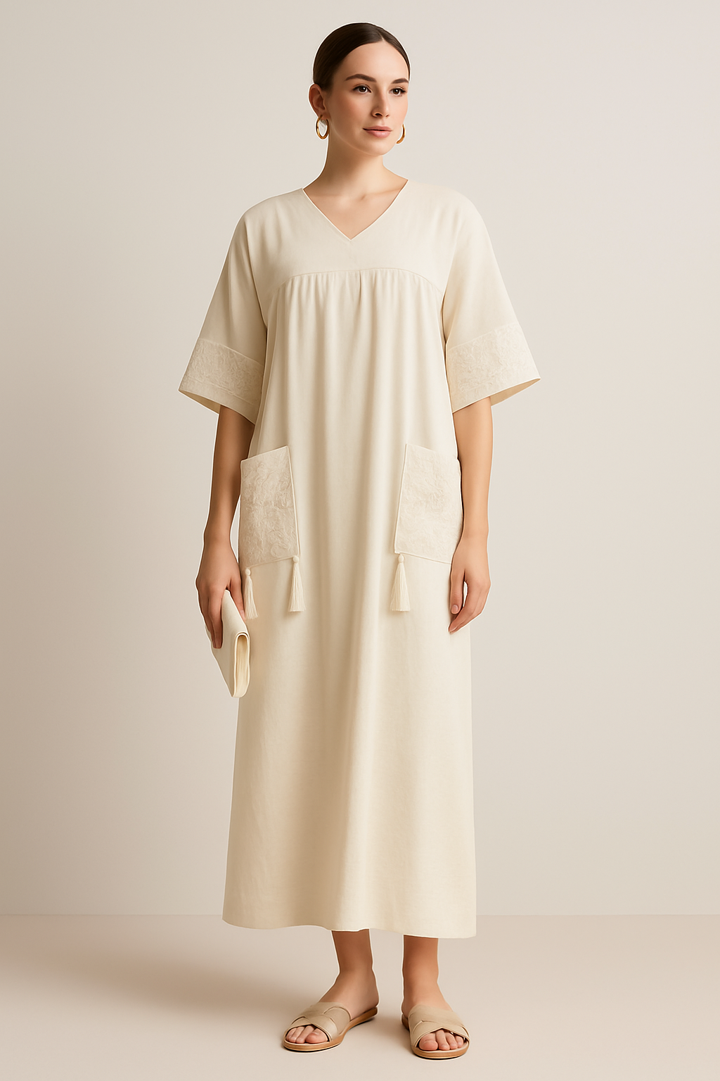 Pure White Tassel Kaftan
