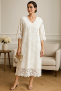 Ivory Lace Midi Dress