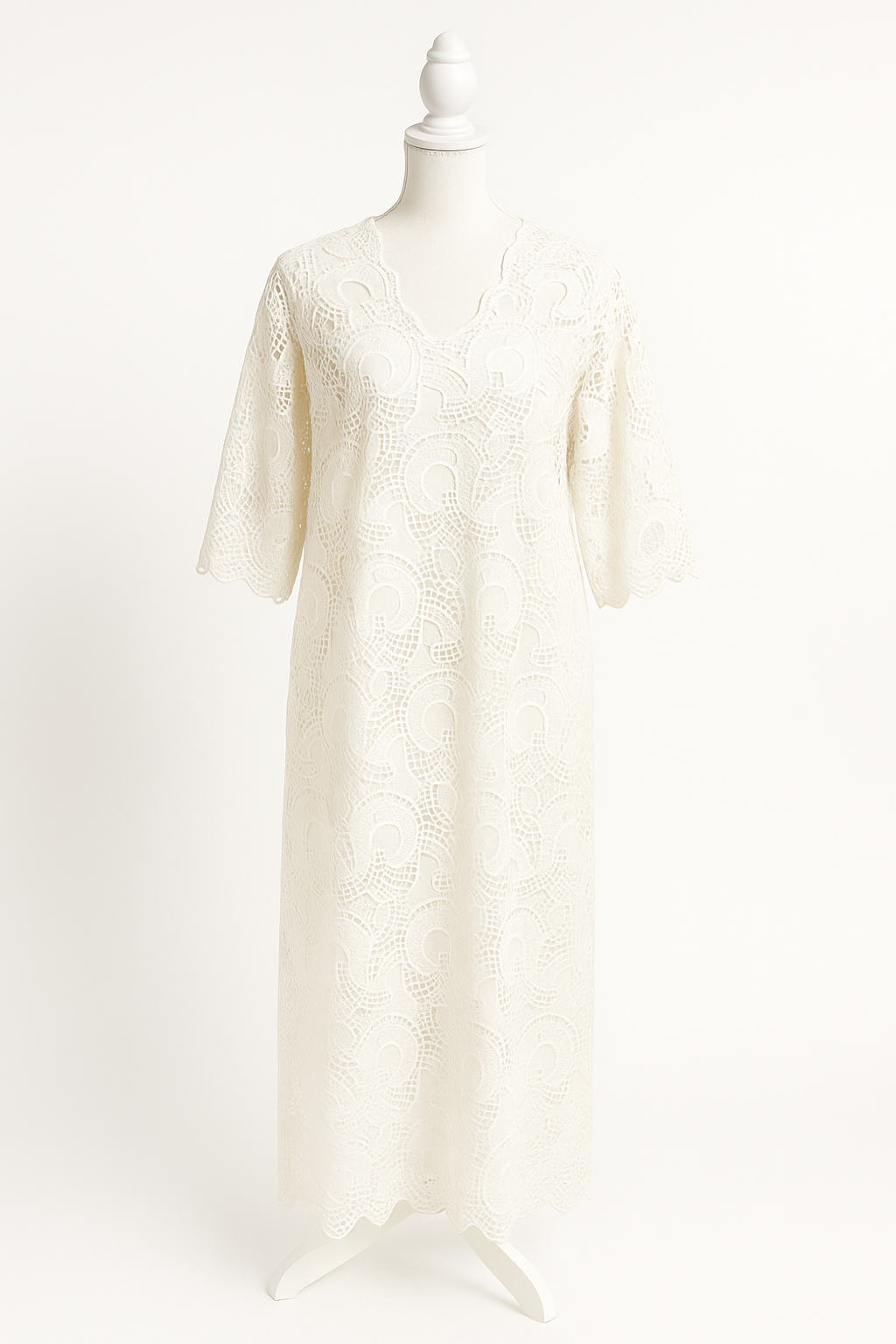 Ivory Lace Midi Dress