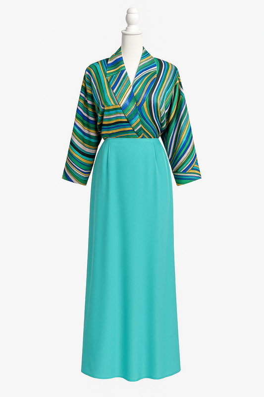 Turquoise Harmony Kimono Maxi