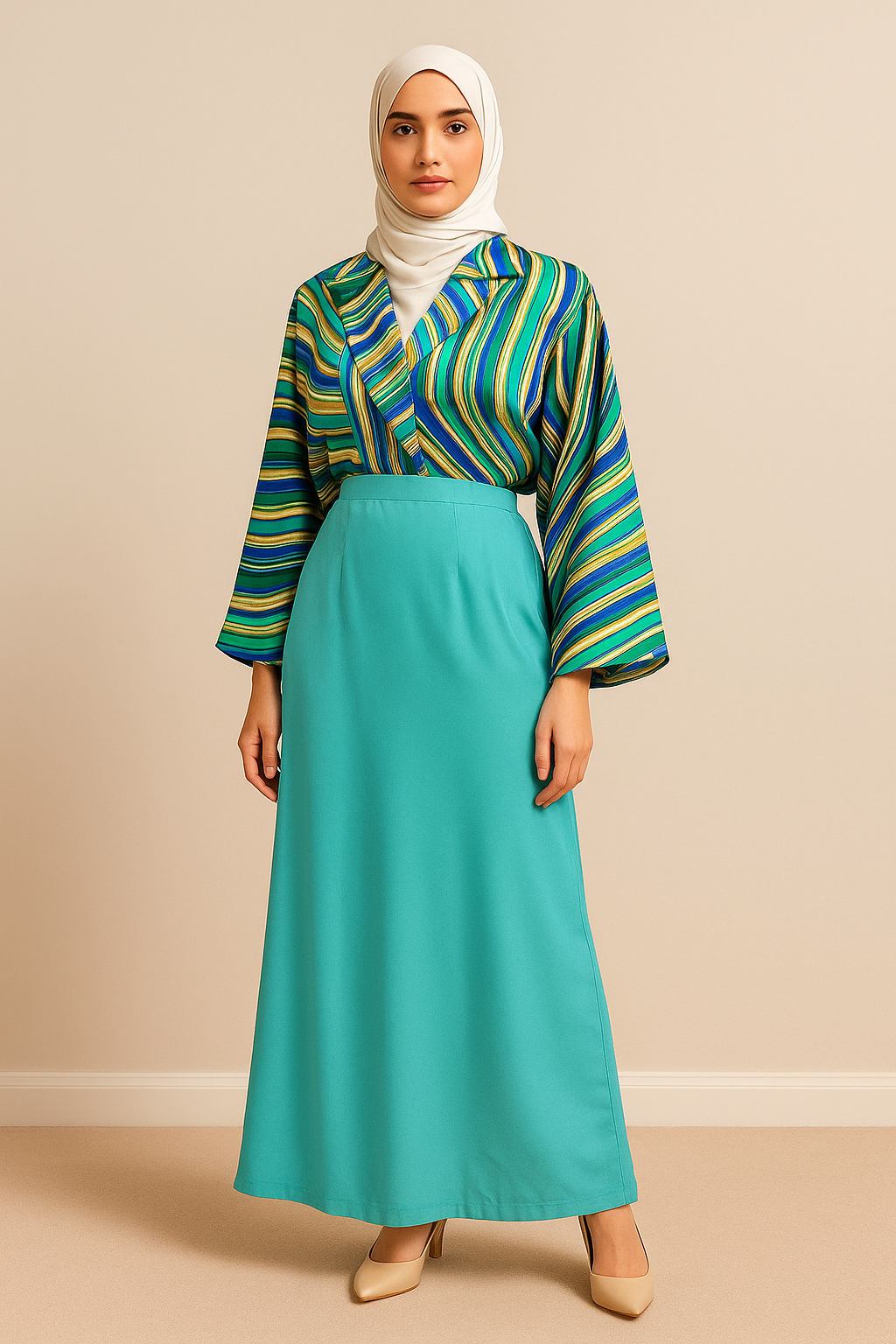 Turquoise Harmony Kimono Maxi