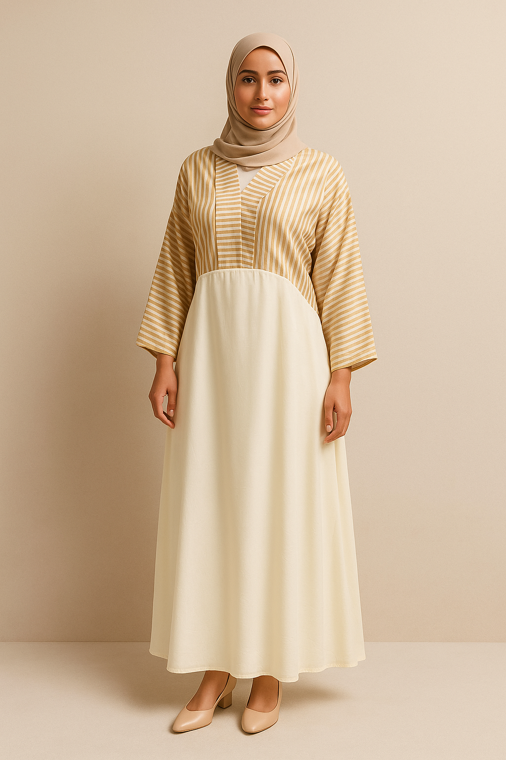 Golden Stripe Modest Maxi Dress