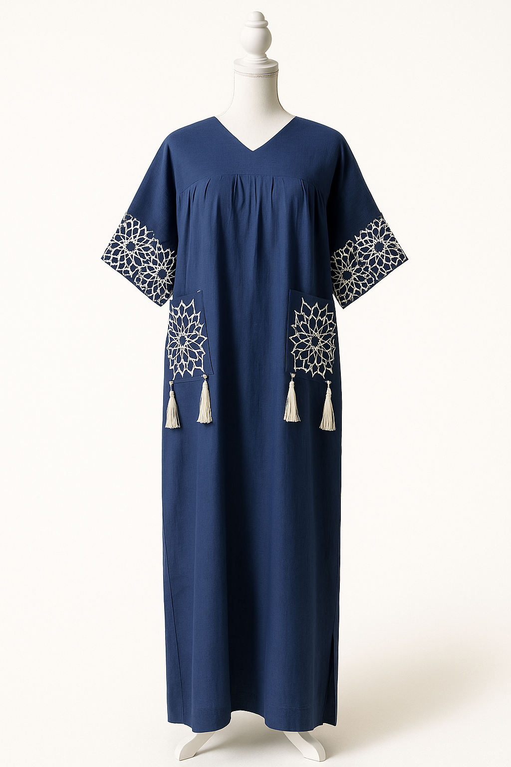 Elegant Navy Tassel Kaftan