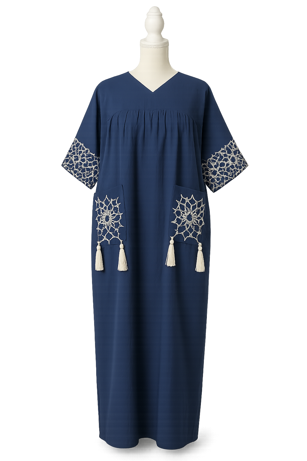 Elegant Navy Tassel Kaftan