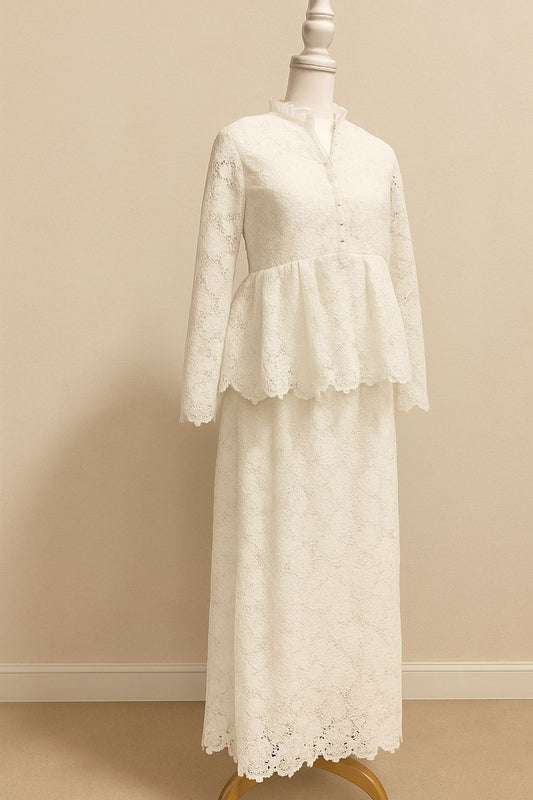 Ivory Floral Lace Shift Dress